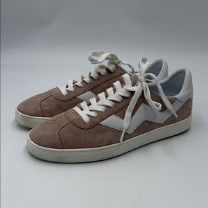 Stuart Weitzman Daryl Leather Sneaker Low Suede Blush Pink White Platform